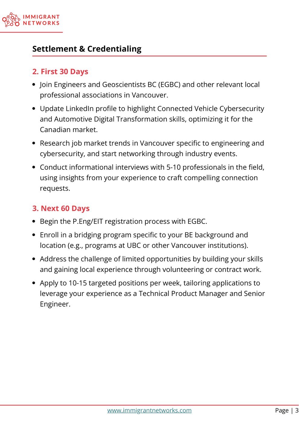 A page from a generated career pathway report
