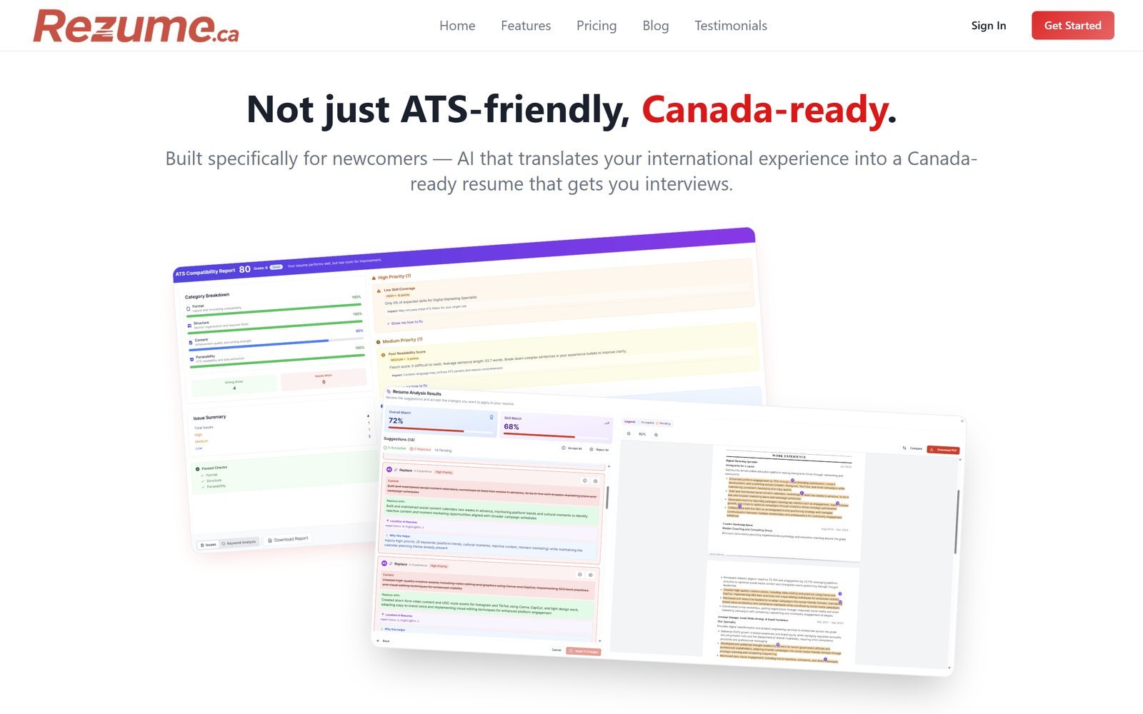 Rezume: not just ATS-friendly, Canada-ready
